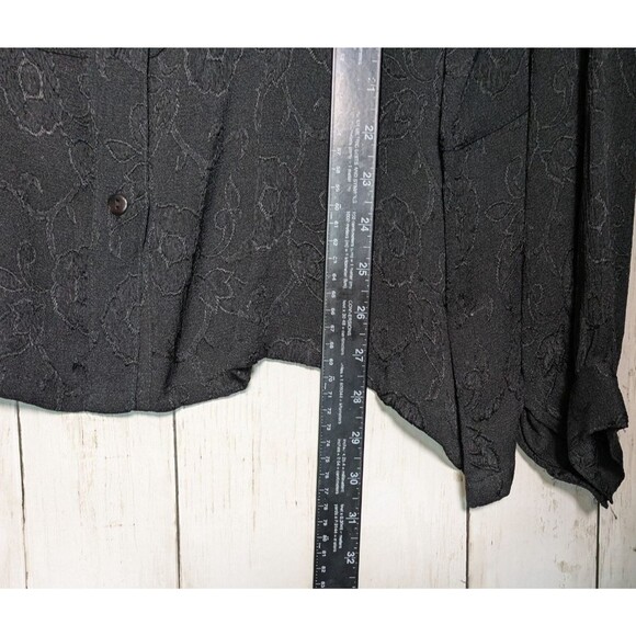 Vintage Black Floral Jacquard Button Front Top XL Boho Artsy Grunge Whimsigoth - Picture 9 of 9